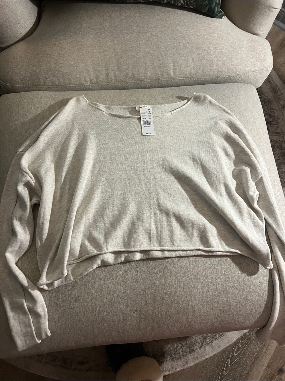 John Galt boat neck Light Beige Cropped Knit Sweater